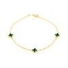 18ct Yellow Gold Malachite Clover Station Bracelet