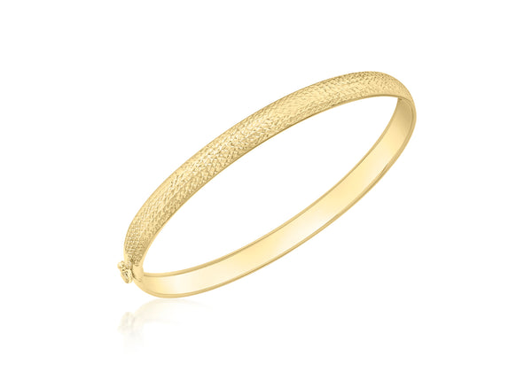 18ct Yellow Gold Etched Diamond Cut Flexible Bangle