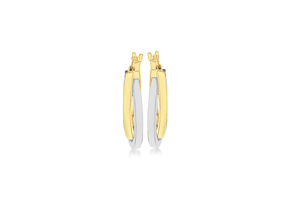 18ct Two-Tone Gold Oval Crossover Creole Earrings