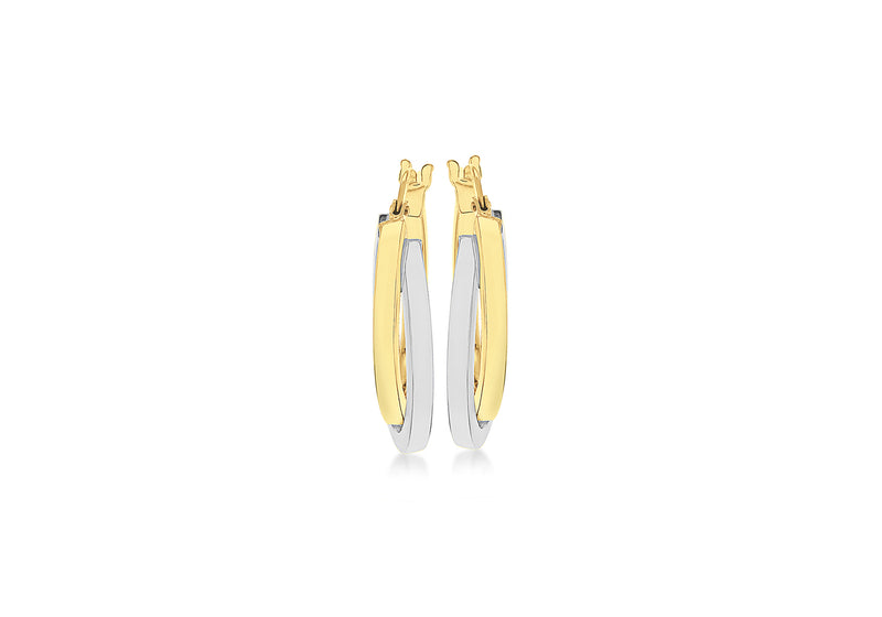 18ct Two-Tone Gold Oval Crossover Creole Earrings