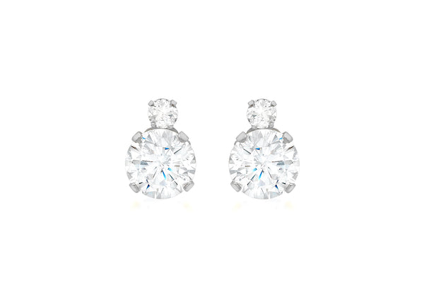 9ct Gold Double Zirconia Stud Earrings