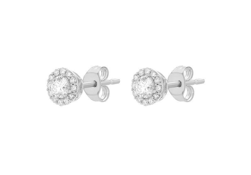 18ct White Gold 0.73ct Diamond Halo Stud Earrings