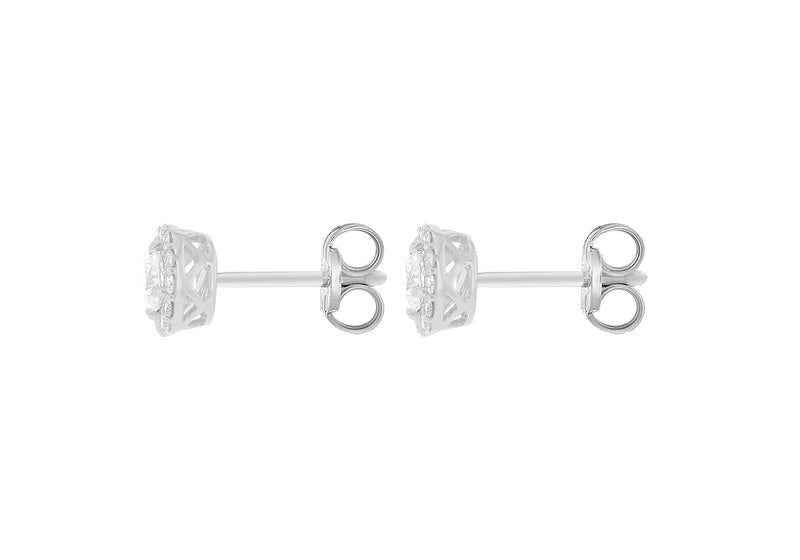 18ct White Gold 0.73ct Diamond Halo Stud Earrings