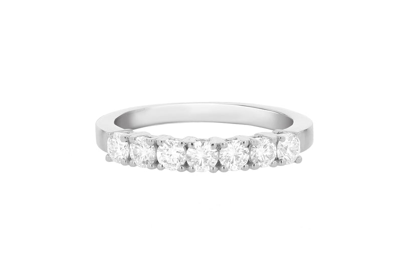 18ct White Gold 0.70ct Diamond 7-Stone Set Half-Eternity Ring