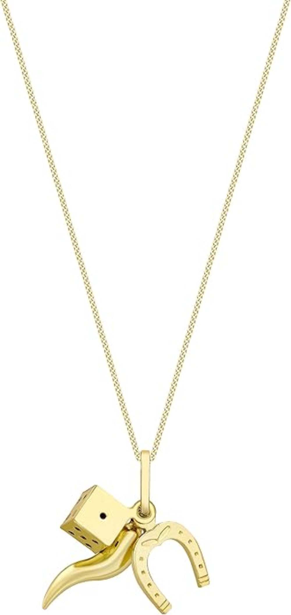 9ct Yellow Gold Dice, Horn & Horseshoe Pendant