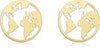 9ct Yellow Gold Openwork World Map Globe Stud Earrings