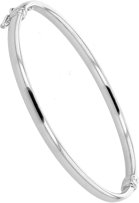 9ct White Gold Oval Tube Bangle