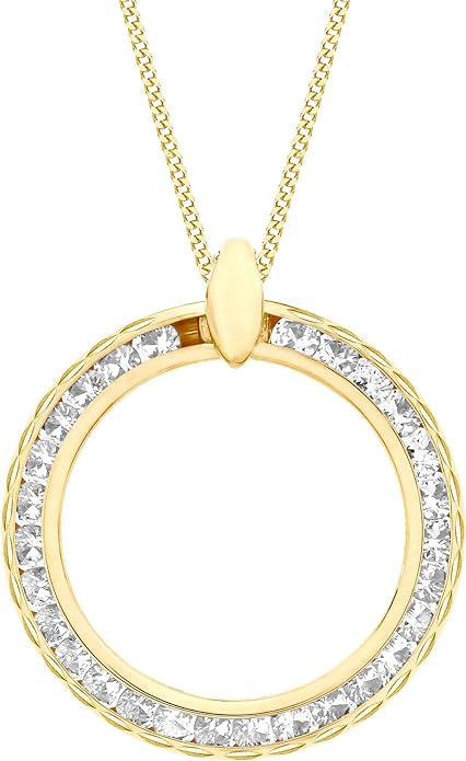 9ct Yellow Gold Diamond Cut Round White Zirconia Pendant