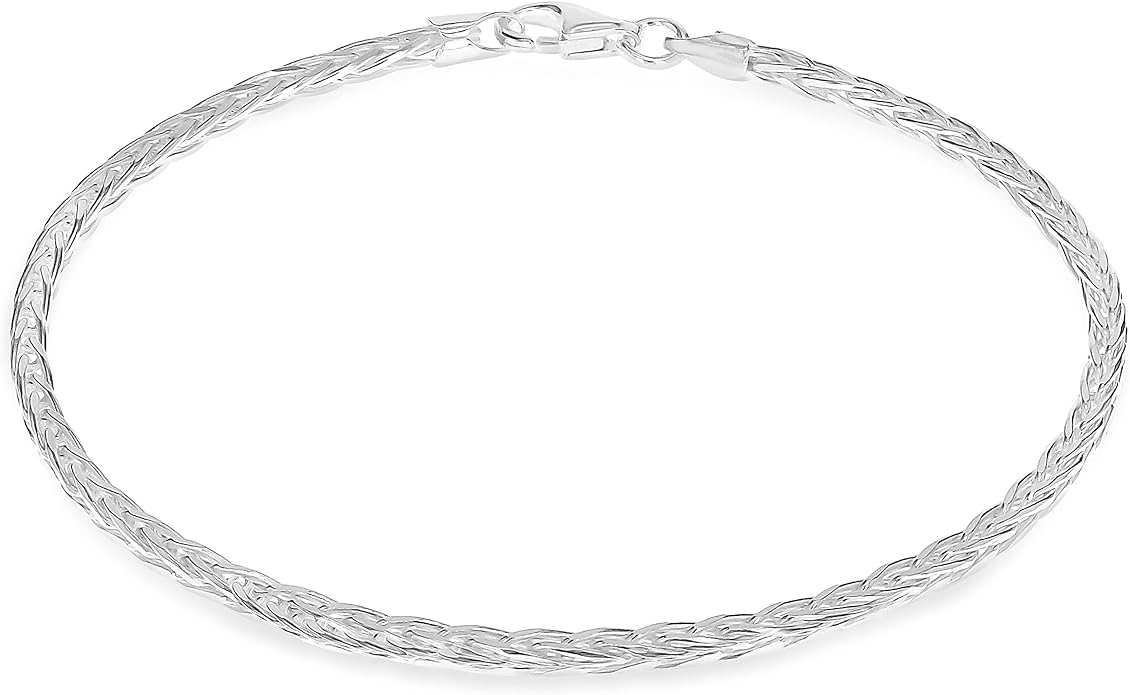 Sterling Silver Diamond Cut Wheat Chain Bracelet