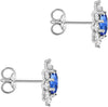 9ct White Gold Blue & White Zirconia Floral Cluster Stud Earrings