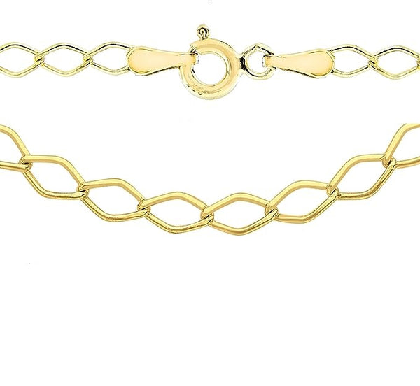 9ct Yellow Gold 50 Hollow Diamond Link Curb Chain