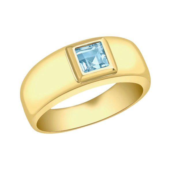 9ct Yellow Gold Blue Topaz Band Ring