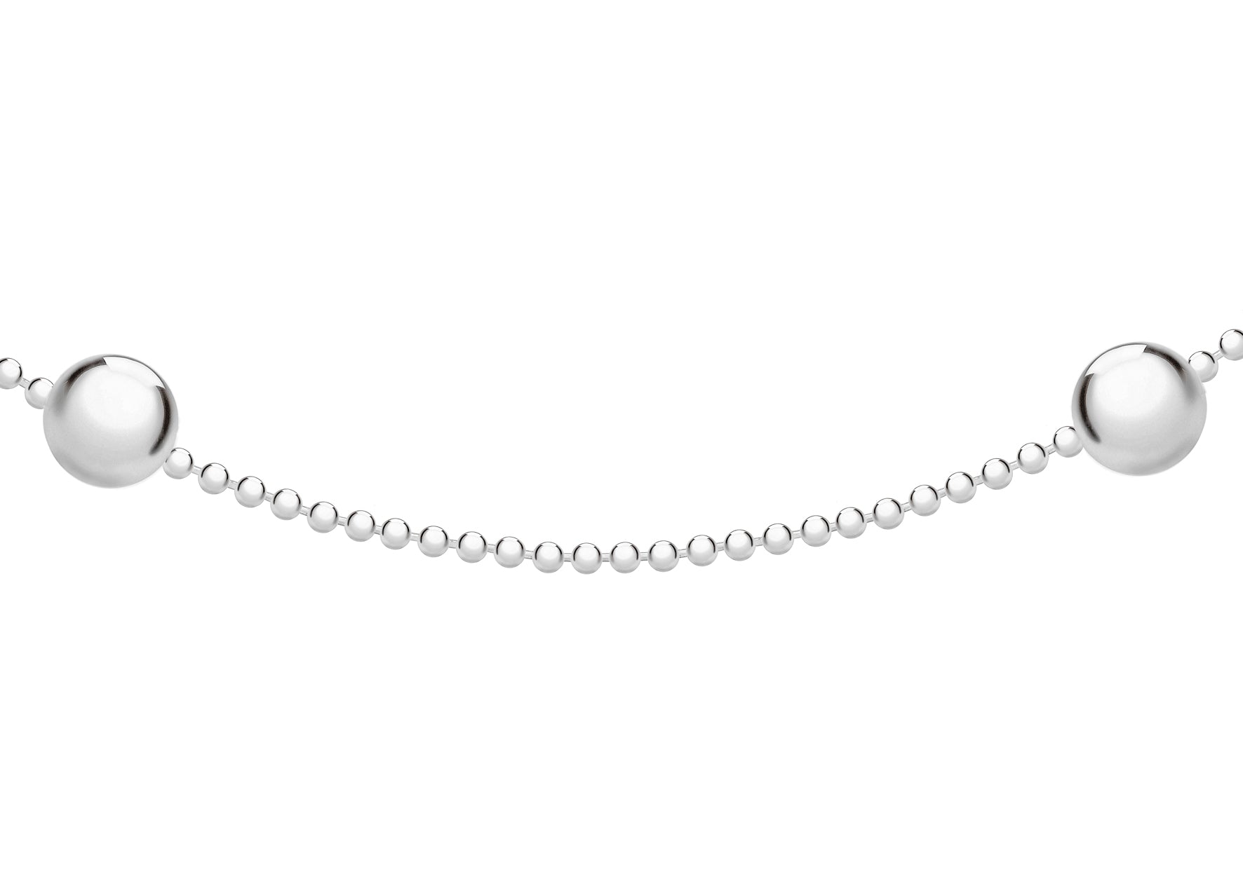Sterling Silver Polished Ball Beaded Necklace