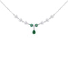 Sterling Silver Rhodium-Plated Green & White Marquise Teardrop Zirconia Necklace