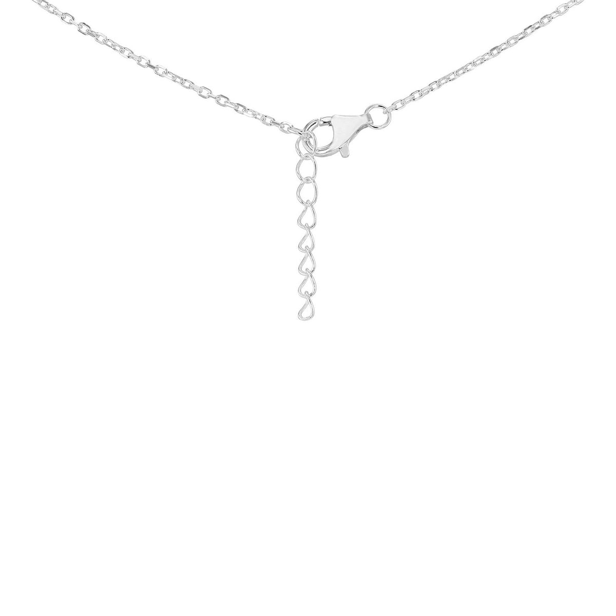 Sterling Silver Rhodium-Plated Green & White Marquise Teardrop Zirconia Necklace