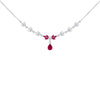 Sterling Silver Rhodium-Plated Crimson Marquise Garland Zirconia Necklace