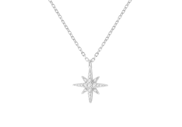 Sterling Silver Star Zirconia Pendant Necklace