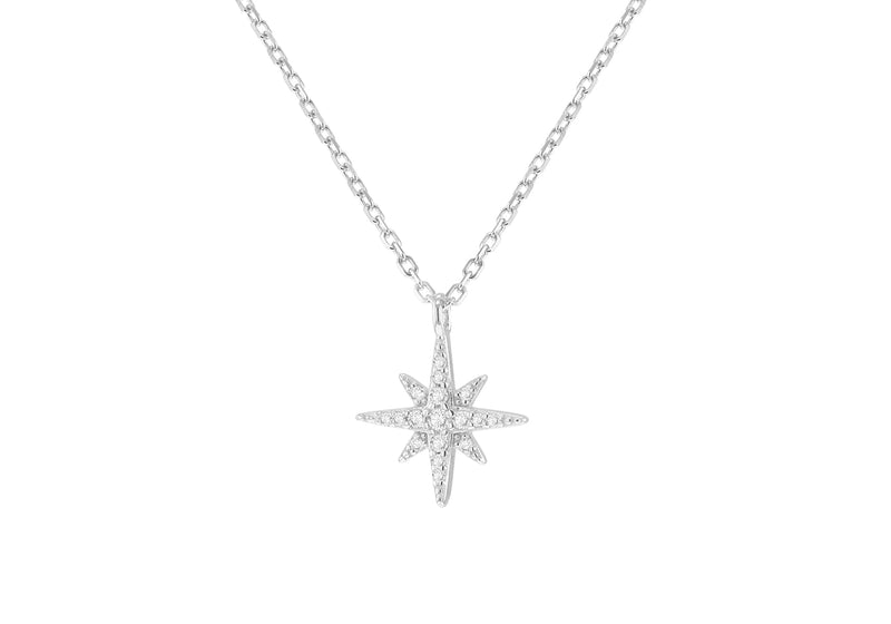 Sterling Silver Star Zirconia Pendant Necklace