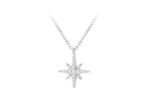 Sterling Silver Star Zirconia Pendant Necklace