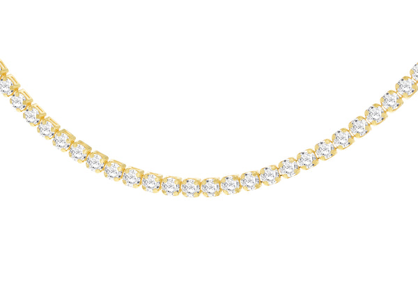 Yellow Gold Plated Sterling Silver Zirconia Tennis Necklace