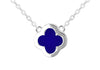 Sterling Silver Blue Lazurite & Zirconia Clover Pendant