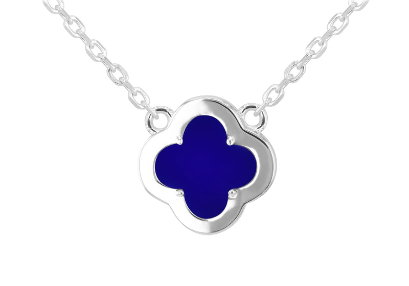 Sterling Silver Blue Lazurite & Zirconia Clover Pendant
