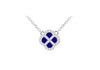 Sterling Silver Blue Lazurite & Zirconia Clover Pendant