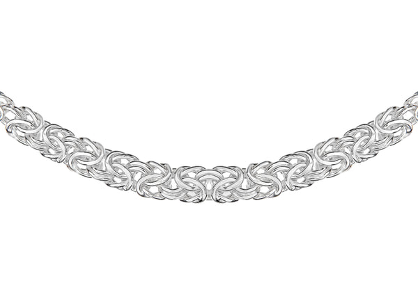Sterling Silver Graduated Round Byzantine Chain Necklace