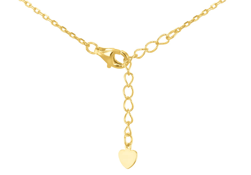 Yellow Gold Plated Sterling Silver Black Agate & Zirconia Clover Pendant