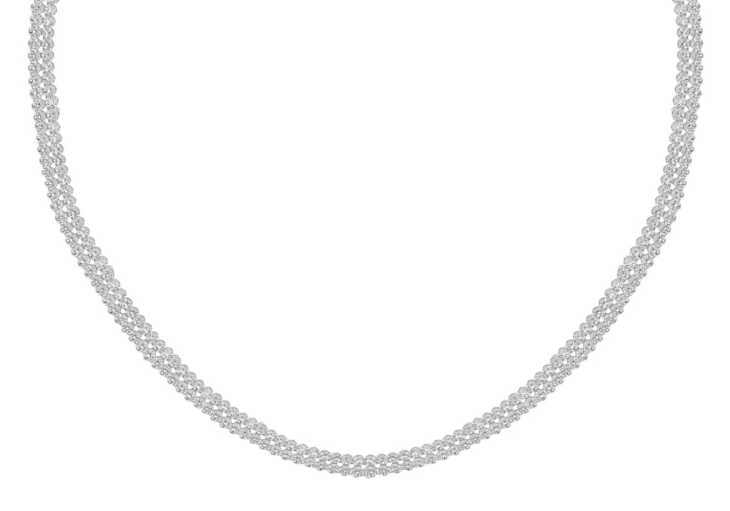 Sterling Silver Double Row Zirconia Tennis Necklace