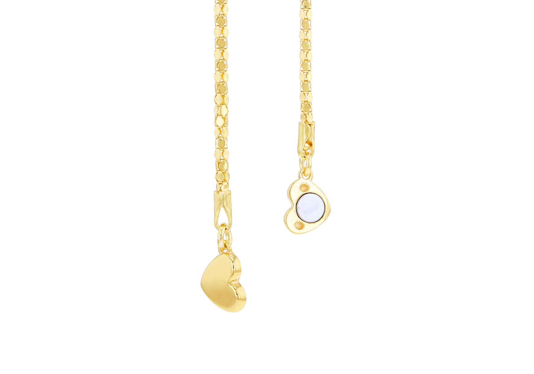 Yellow Gold Plated Sterling Silver Magnetic Heart Popcorn Chain Necklace