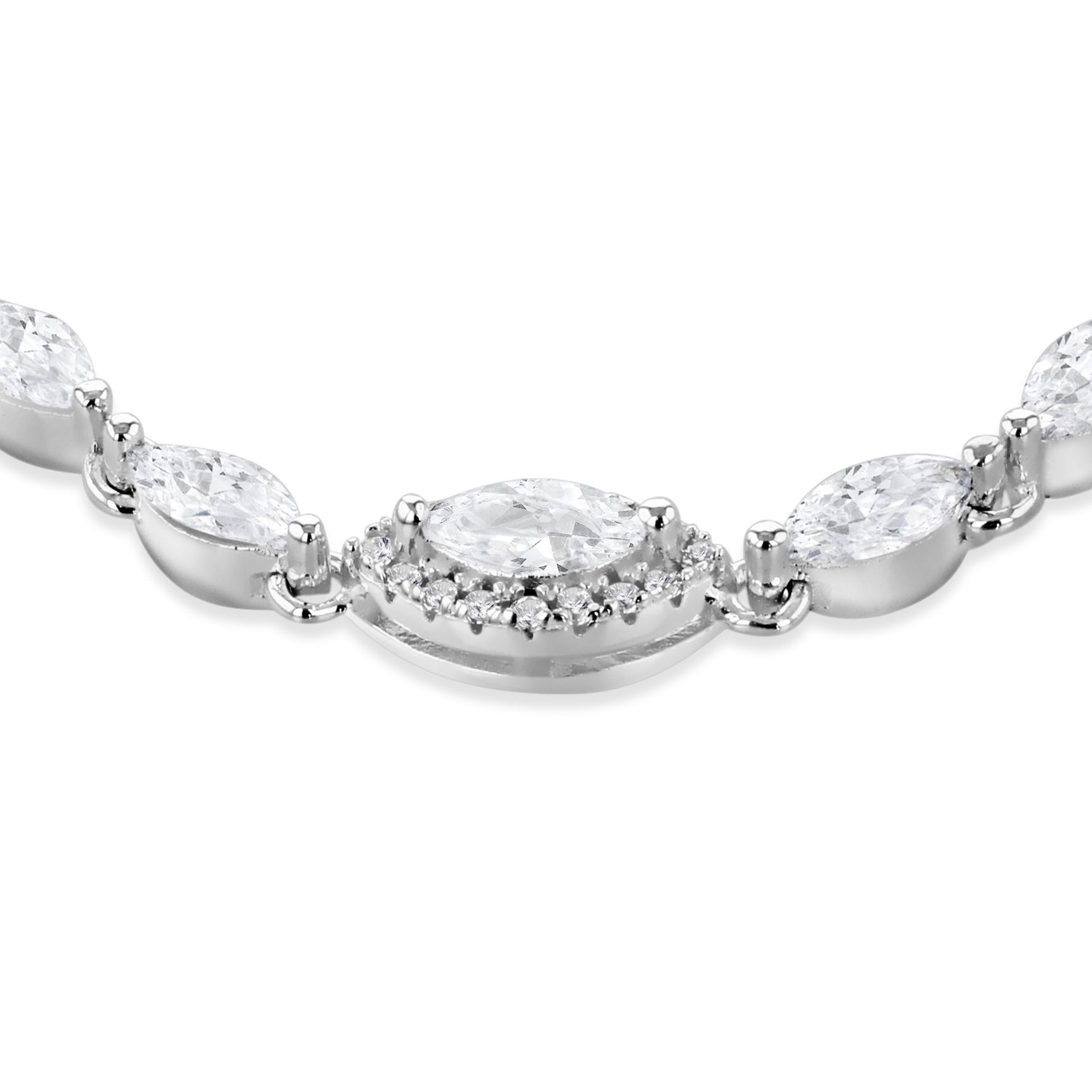 Sterling Silver Marquise Zirconia Adjustable Slider Bracelet