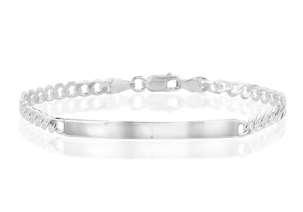 Sterling Silver ID Bar Curb Bracelet