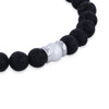 Sterling Silver Rhodium-Plated Lava & Freshwater Pearl T-Bar Bracelet