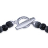 Sterling Silver Rhodium-Plated Lava & Eagle Eye Bead T-Bar Bracelet