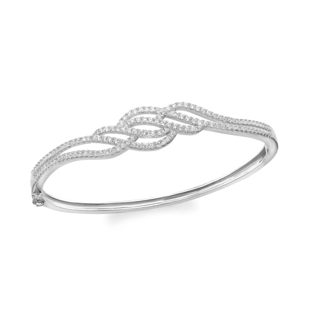 Sterling Silver Pavé Braided Knot Bangle