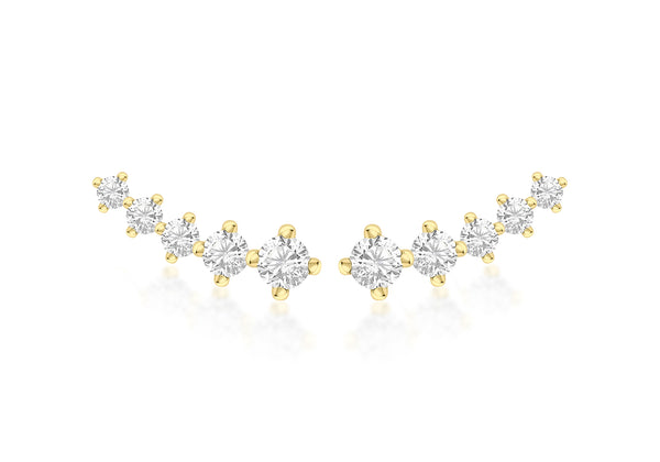 Yellow Gold Plated Sterling Silver White Zirconia Crawler Earrings