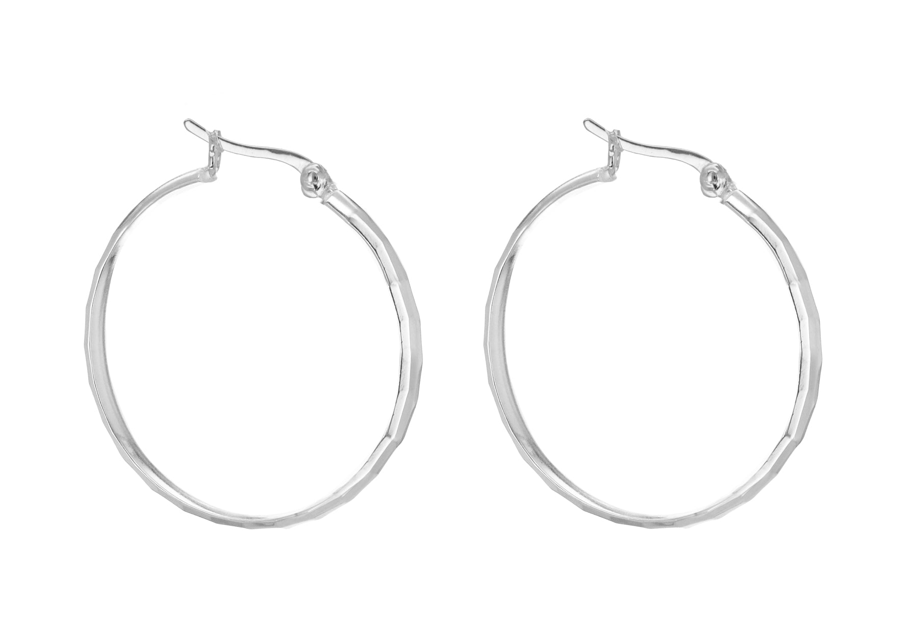 Sterling Silver Diamond Cut Creole Earrings