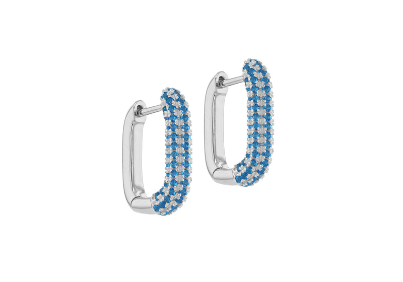 Sterling Silver Sky Blue Zirconia Box Earrings