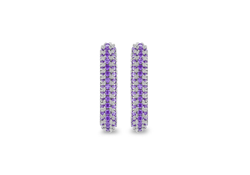 Sterling Silver Violet Zirconia Box Earrings