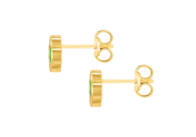 Yellow Gold Plated Sterling Silver Malachite Clover Stud Earrings