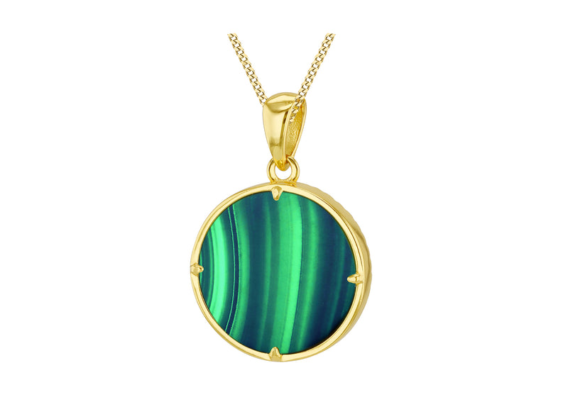 Gold Plated Sterling Silver Malachite & White Zirconia Celestial Pendant