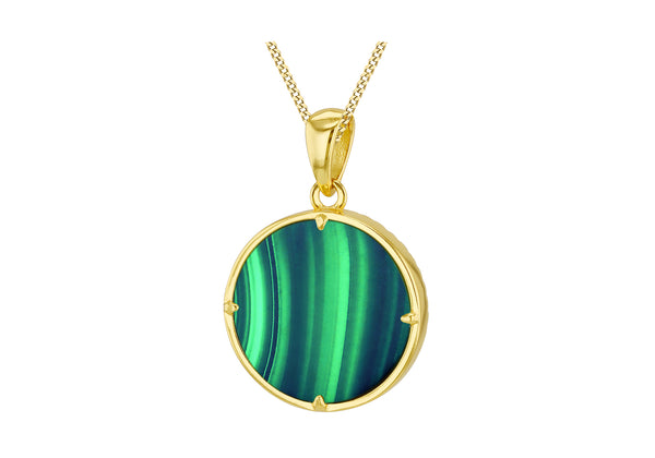 Gold Plated Sterling Silver Malachite Tree Of Life Pendant