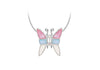 Sterling Silver Pink Blue & White Mother of Pearl Butterfly Pendant