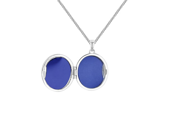 Sterling Silver Filigree Oval Zirconia Locket Pendant