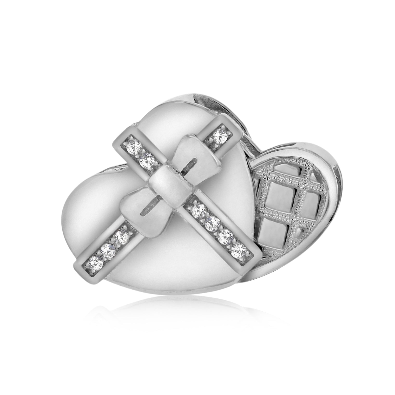 Sterling Silver Zirconia Heart Box of Chocolates Slider Pendant