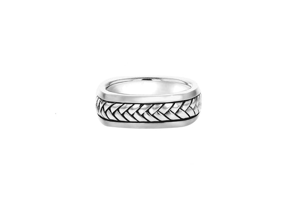 Sterling Silver Square Herringbone Ring