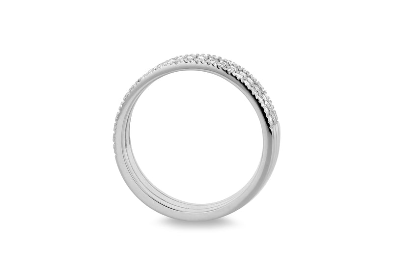 Sterling Silver White Zirconia Triple Row Band Ring