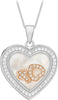 Sterling Silver Zirconia Mother of Pearl Heart & Cross Charm Pendant
