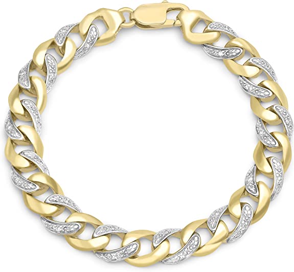 9ct Yellow Gold 0.24ct Diamond Curb Bracelet